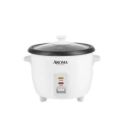 Aroma Housewares Aroma 6-cup (cooked) 1.5 Qt. One Touch Rice Cooker, White (ARC-363NG), 6 cup cooked/ 3 cup uncook/ 1.5 Qt.