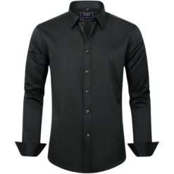 J.VER Men's Dress Shirts Solid Long Sleeve Stretch Wrinkle-Free Formal Shirt Business Casual Button Down Shirts