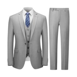Cooper & Nelson Men's Suit Slim Fit, 3 Piece Suits for Men, One Button Solid Jacket Vest Pants with Tie, Tuxedo Set