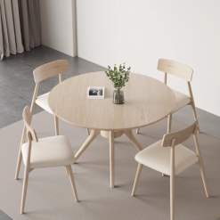 Nordic simple cream style solid wood round dining table and chairs home restaurant high-end internet celebrity hotel dining table